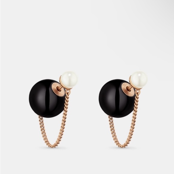 Dior Tribales Earrings Bronze-Finish Metal with White and Black Resin Pearls - Picture 11 of 12